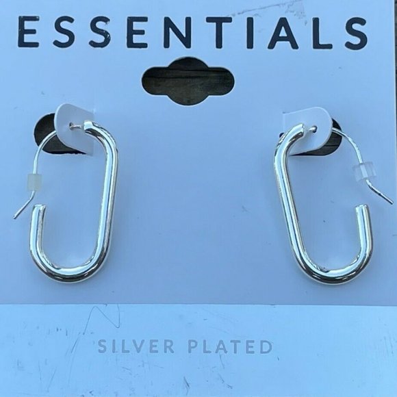 Essentials Jewelry - Essentials Earrings silver plated hoops hook wire Shinny Women Ear Jewelry $40